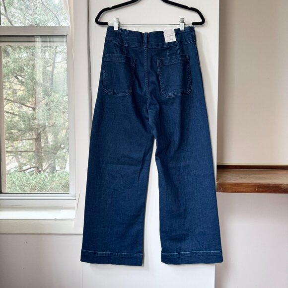 NWT Anthropologie The Colette Crop Wide-Leg Jeans Dark Denim Blue 29 - Picture 7 of 11